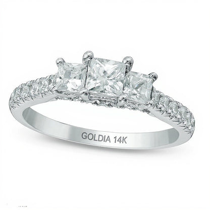 1.2 CT. TW Princess-Cut Diamond Three Stone Ring in 14K White Gold (J/I1)