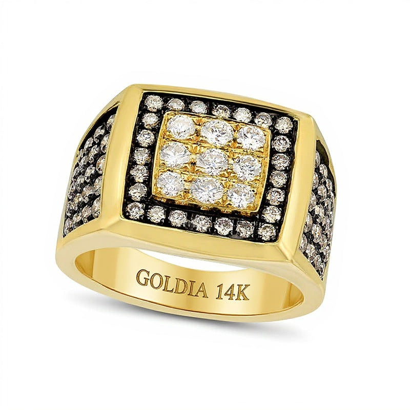 1.5 CT. TW Champagne and White Diamond Square Composite Ring in 14K Gold