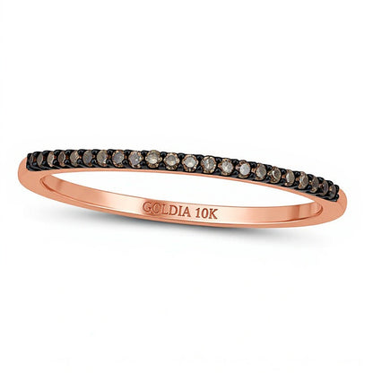 0.1 CT. TW Champagne Diamond Anniversary Band in 10K Rose Gold with Black Rhodium