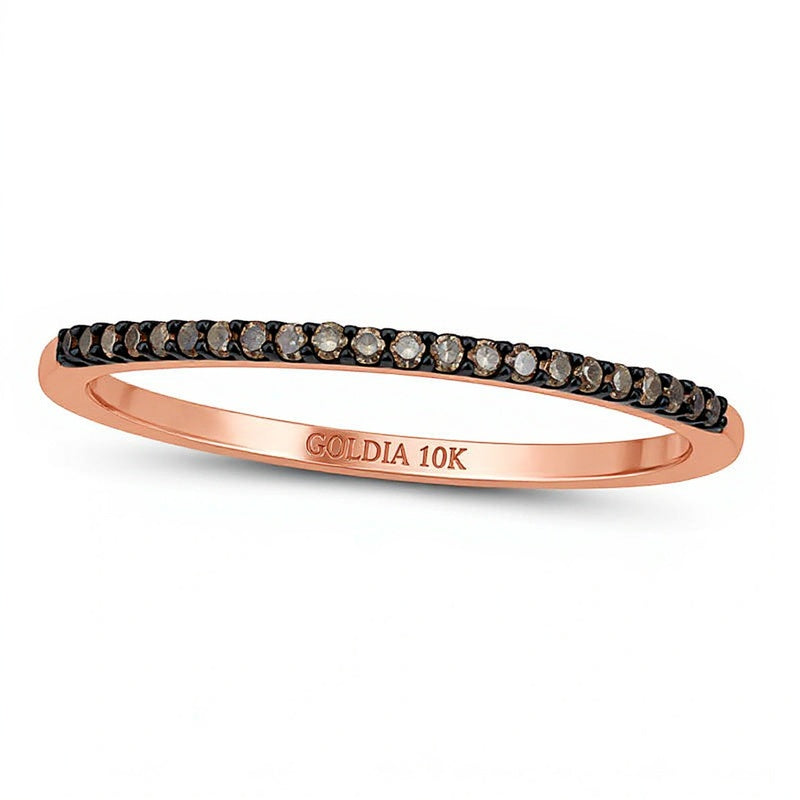 0.1 CT. TW Champagne Diamond Anniversary Band in 10K Rose Gold with Black Rhodium