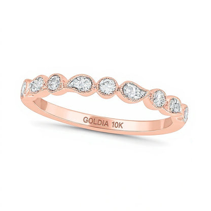 0.2 CT. TW Diamond Paisley Stackable Band in 10K Rose Gold