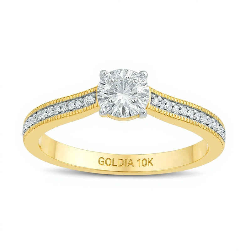 0.17 CT. TW Diamond Vintage-Style Promise Ring in 10K Gold