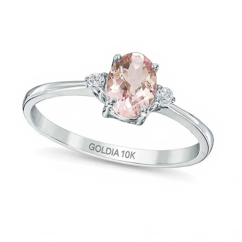 Oval Morganite and Diamond Accent Ring in 10K White Gold