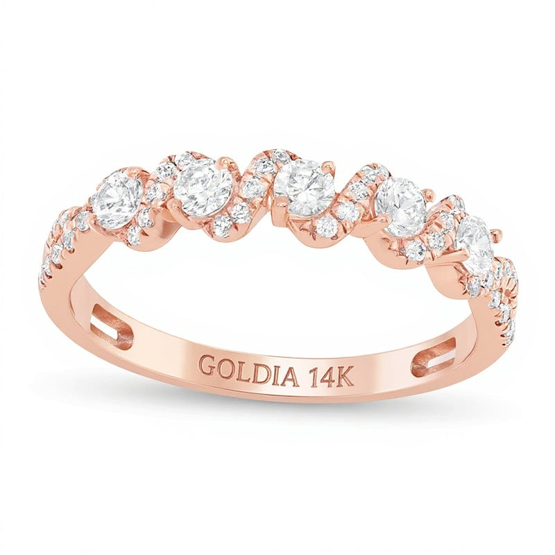 0.5 CT. TW Diamond Spiral Ring in 14K Rose Gold