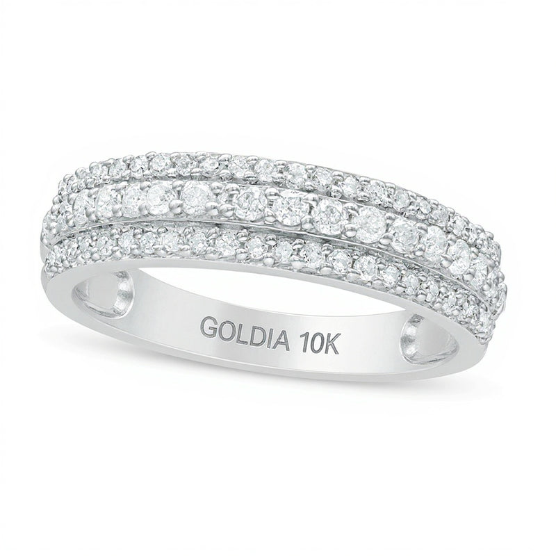 0.5 CT. TW Diamond Triple-Row Band in 10K White Gold