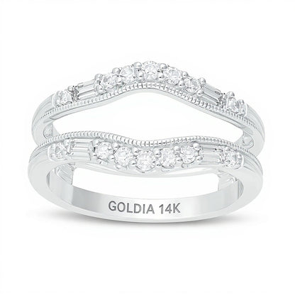 0.38 CT. TW Diamond Vintage-Style Contour Solitaire Enhancer in 14K White Gold