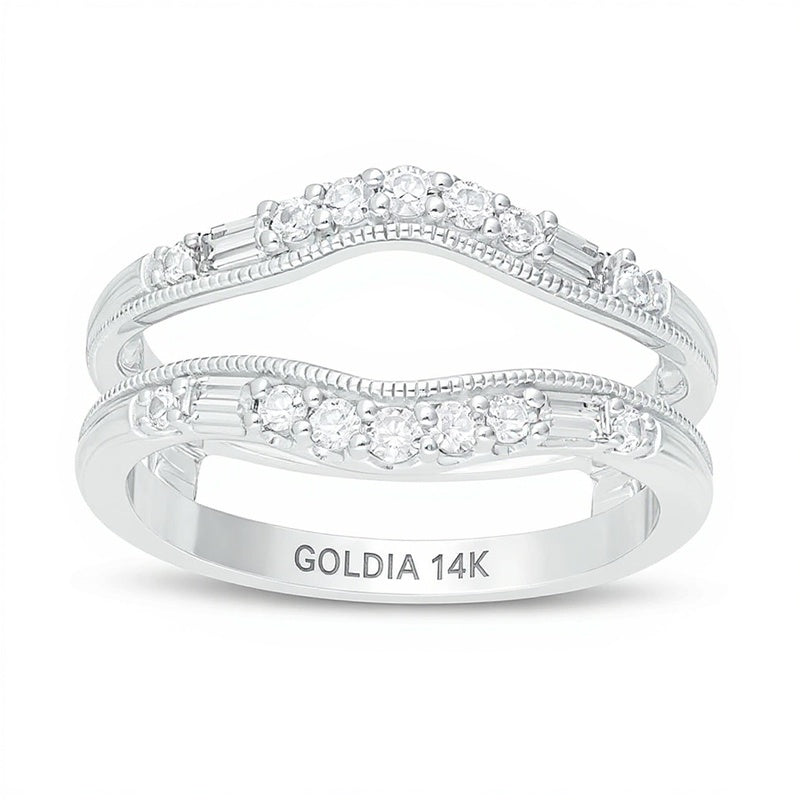 0.38 CT. TW Diamond Vintage-Style Contour Solitaire Enhancer in 14K White Gold
