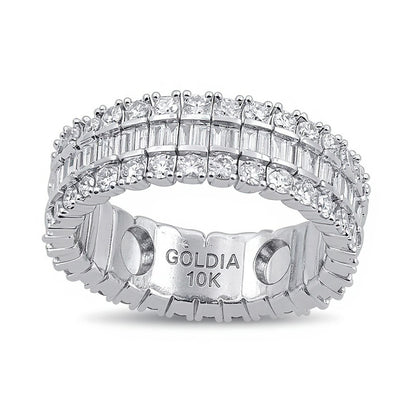 2.0 CT. TW Baguette and Round Diamond Stretch Ring in 10K White Gold