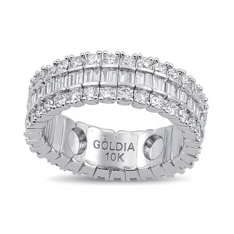 2.0 CT. TW Baguette and Round Diamond Stretch Ring in 10K White Gold