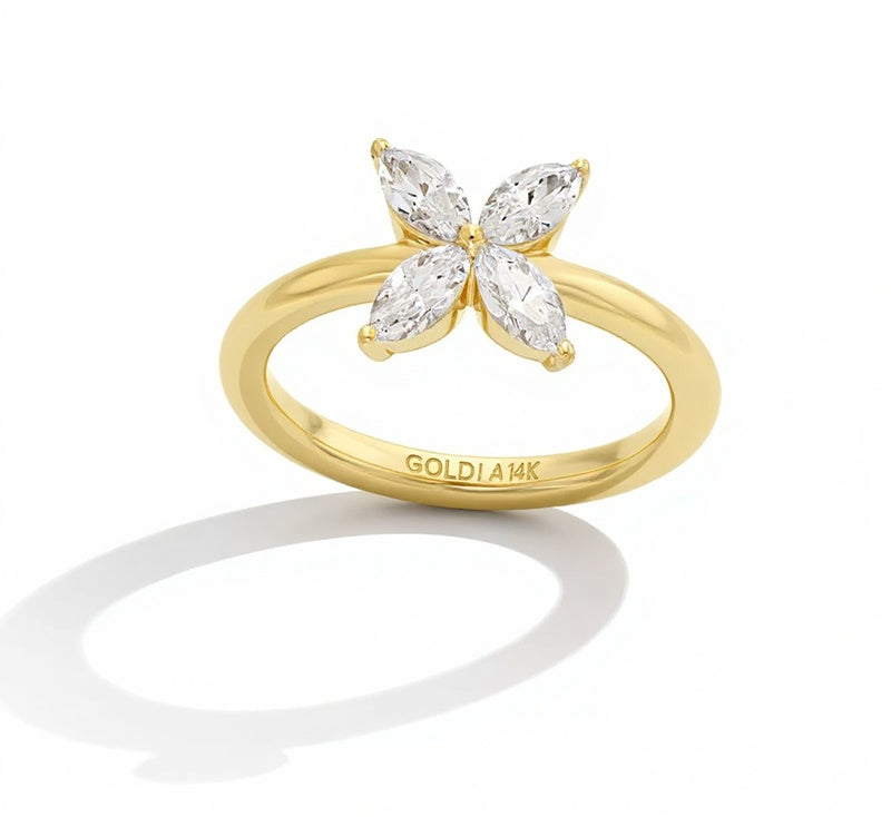 Zales x Nungu 0.75 CT. TW Marquise Diamond Flower Ring in 14K Gold