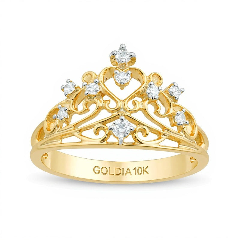 0.13 CT. TW Diamond Crown Ring in 10K Gold