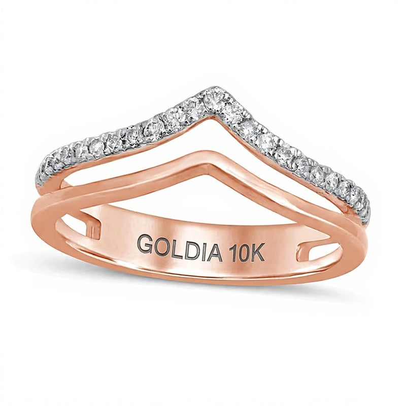 0.2 CT. TW Diamond Chevron Anniversary Ring in 10K Rose Gold