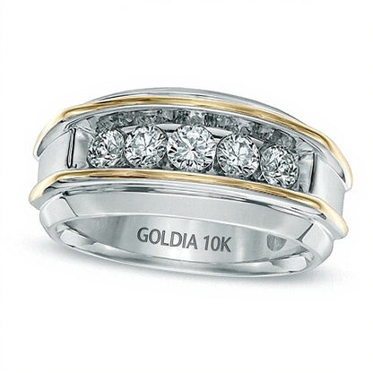 1.0 CT. TW Diamond Five Stone Band in 10K Two-Tone Gold