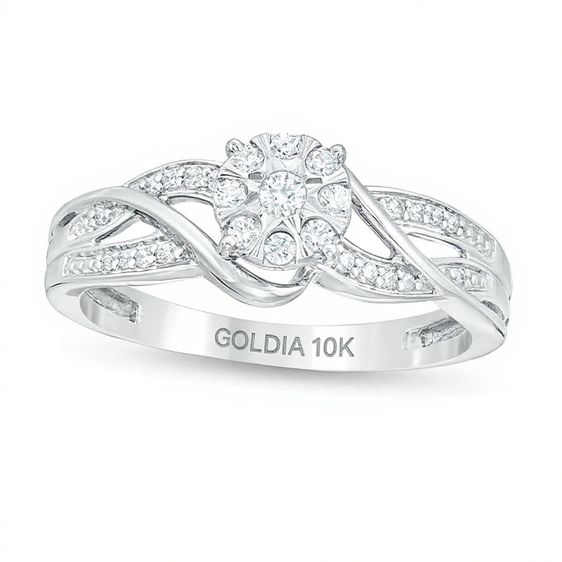 0.2 CT. TW Composite Diamond Bypass Promise Ring in 10K White Gold