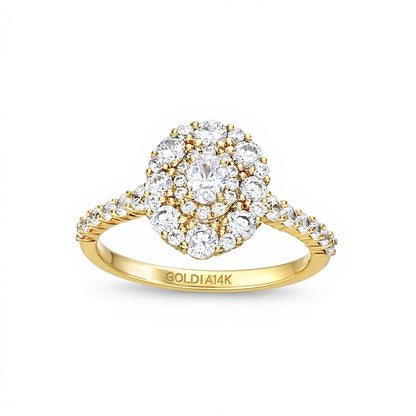 1.0 CT. TW Oval Diamond Frame Engagement Ring in 14K Gold (I/SI2)