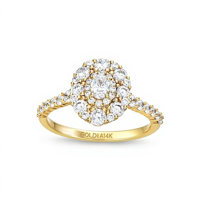 1.0 CT. TW Oval Diamond Frame Engagement Ring in 14K Gold (I/SI2)