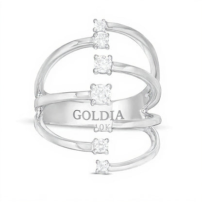 0.5 CT. TW Diamond Linear Seven Stone Open Shank Ring in 10K White Gold