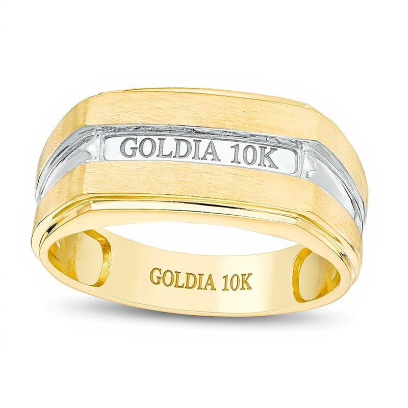 0.1 CT. TW Diamond Five Stone Wedding Band in 10K Two-Tone Gold