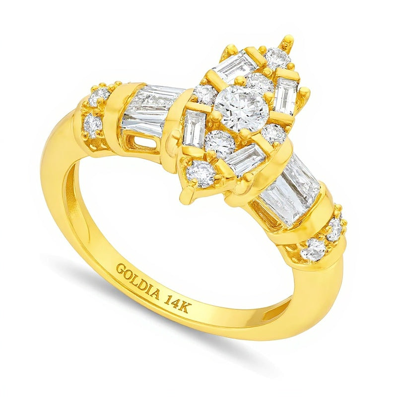 1.0 CT. TW Marquise Multi-Diamond Ring in 14K Gold