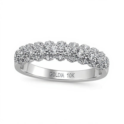 0.33 CT. TW Diamond Beaded Frame Anniversary Band in 10K White Gold