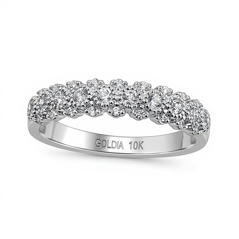 0.33 CT. TW Diamond Beaded Frame Anniversary Band in 10K White Gold