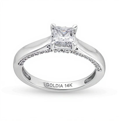 1.0 CT. TW Princess-Cut Diamond Edge Engagement Ring in 14K White Gold (I/I2)