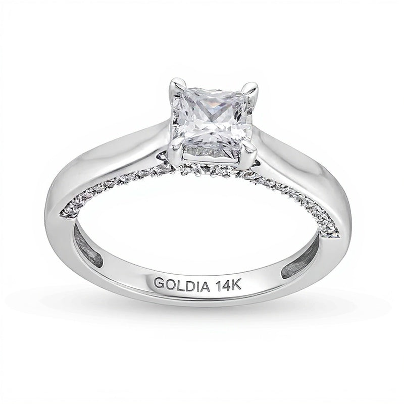 1.0 CT. TW Princess-Cut Diamond Edge Engagement Ring in 14K White Gold (I/I2)