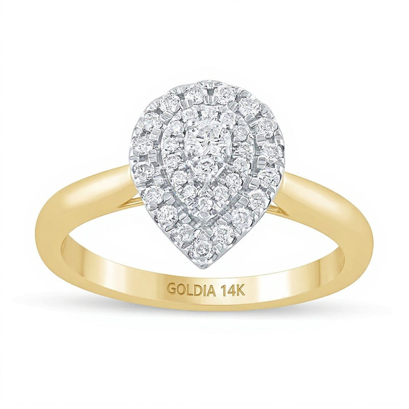 0.33 CT. TW Composite Diamond Double Pear-Shaped Frame Engagement Ring in 14K Gold