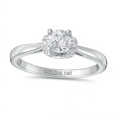 0.5 CT. TW Diamond Collar Engagement Ring in 14K White Gold (I/I2)