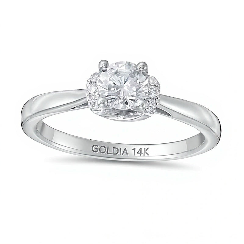 0.5 CT. TW Diamond Collar Engagement Ring in 14K White Gold (I/I2)