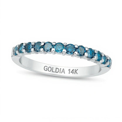 0.5 CT. TW Enhanced Blue Diamond Anniversary Band in 14K White Gold