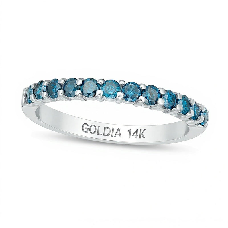 0.5 CT. TW Enhanced Blue Diamond Anniversary Band in 14K White Gold
