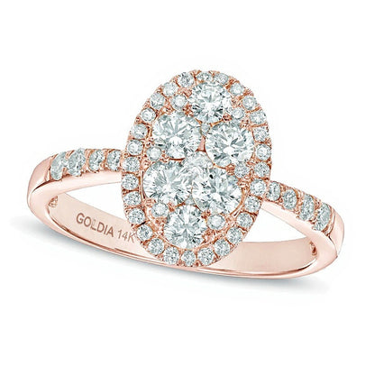 1.0 CT. TW Multi-Diamond Oval Frame Engagement Ring in 14K Rose Gold