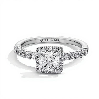1.5 CT. TW Princess-Cut Lab-Grown Diamond Frame Ring in 14K White Gold (F/SI2)