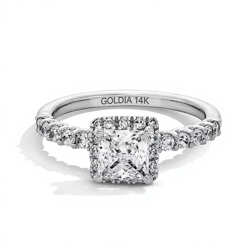 1.5 CT. TW Princess-Cut Lab-Grown Diamond Frame Ring in 14K White Gold (F/SI2)