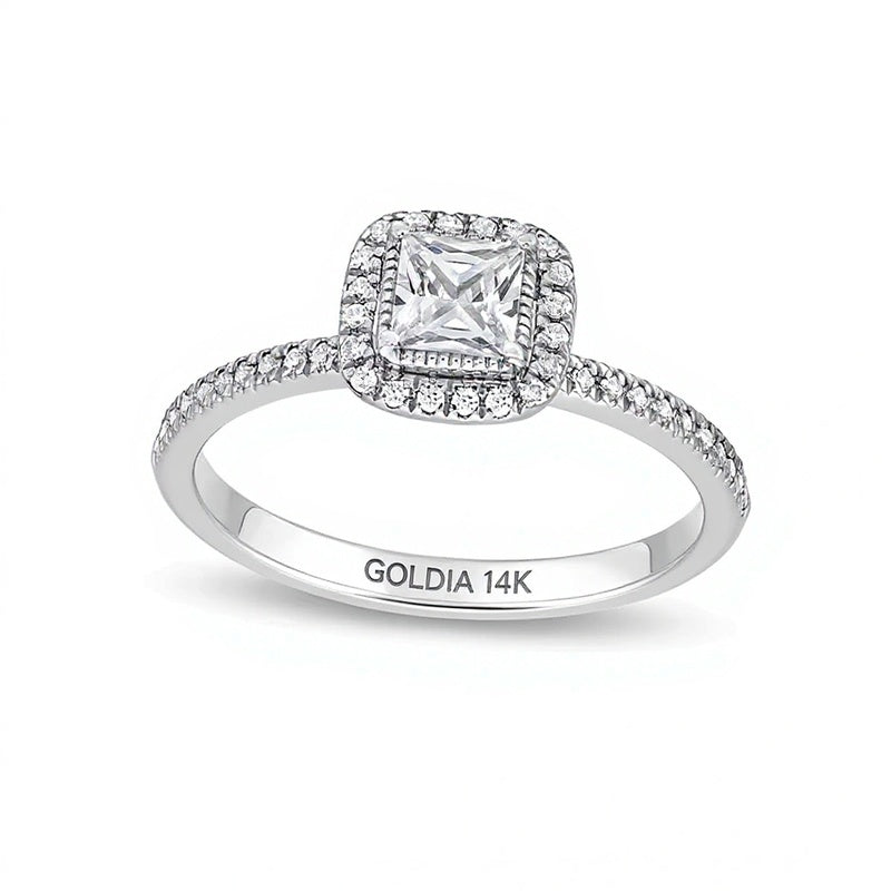 0.5 CT. TW Princess-Cut Diamond Frame Engagement Ring in 14K White Gold