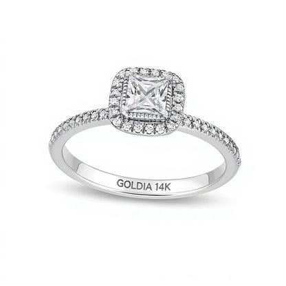 0.5 CT. TW Princess-Cut Diamond Frame Engagement Ring in 14K White Gold