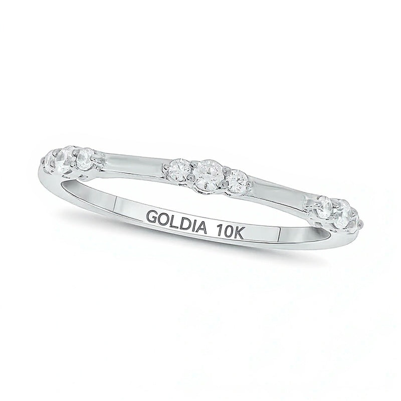 0.17 CT. TW Diamond Bamboo Stackable Band in 10K White Gold