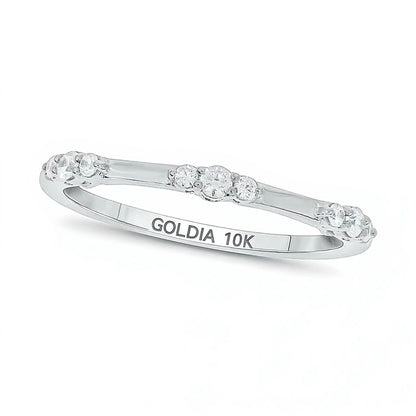 0.17 CT. TW Diamond Bamboo Stackable Band in 10K White Gold