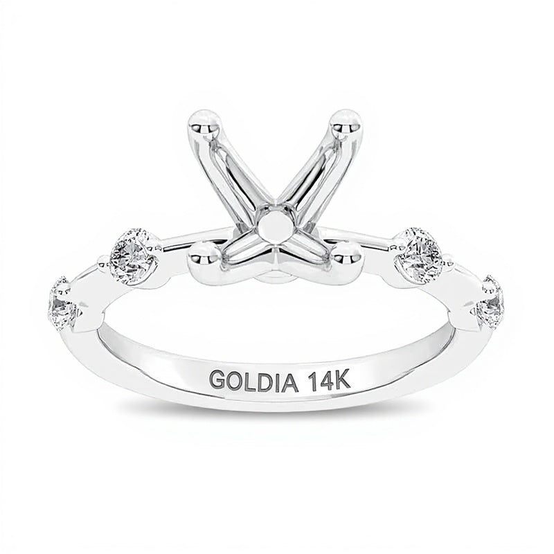 0.25 CT. TW Diamond Station Semi-Mount Setting in 14K White Gold