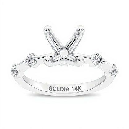 0.25 CT. TW Diamond Station Semi-Mount Setting in 14K White Gold