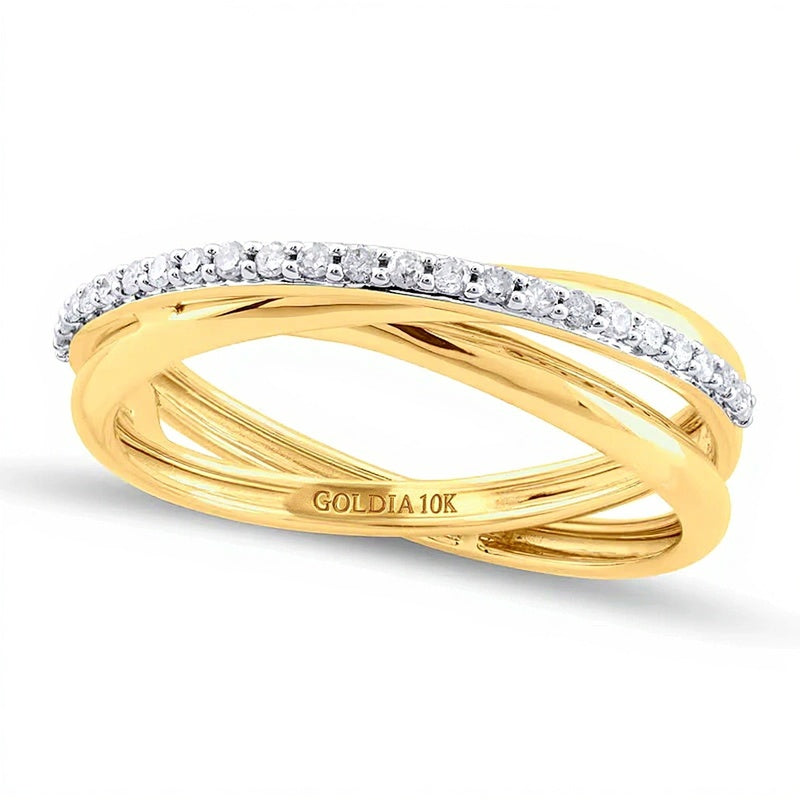 0.17 CT. TW Diamond Criss-Cross Orbit Ring in 10K Gold