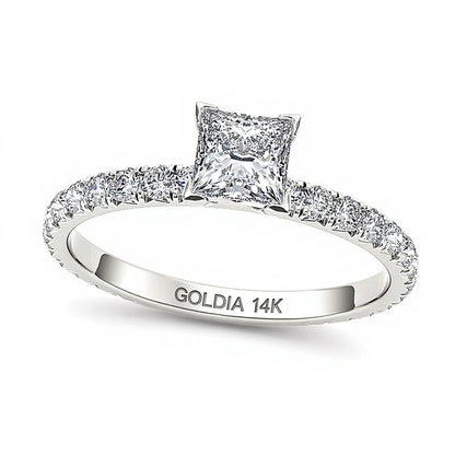 1.0 CT. TW Princess-Cut Diamond Engagement Ring in 14K White Gold