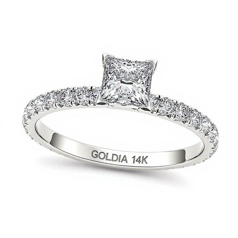 1.0 CT. TW Princess-Cut Diamond Engagement Ring in 14K White Gold