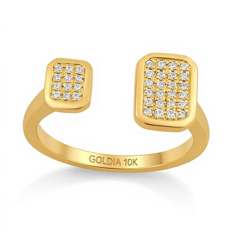 0.17 CT. TW Octagon Multi-Diamond Open Shank Ring in 10K Gold