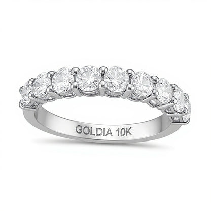 1.25 CT. TW Diamond Nine Stone Band in 10K White Gold (I/I2)