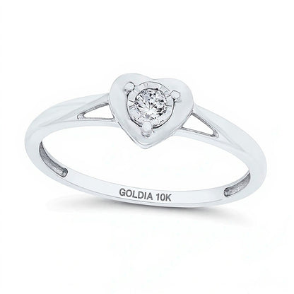 0.07 CT. Diamond Solitaire Stampato Heart Ring in 10K White Gold