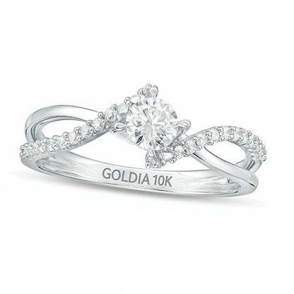 0.5 CT. TW Diamond Bypass Crossover Shank Engagement Ring in 10K White Gold