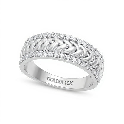 0.33 CT. TW Diamond Edge Herringbone Band in 10K White Gold