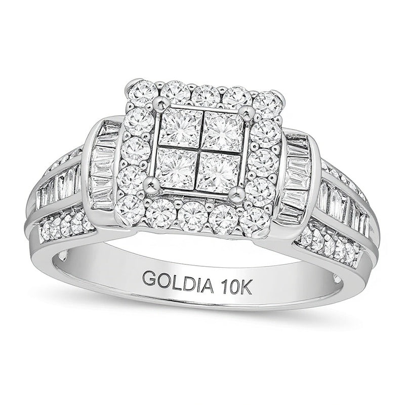 1.0 CT. TW Quad Princess-Cut Diamond Frame Engagement Ring in 10K White Gold